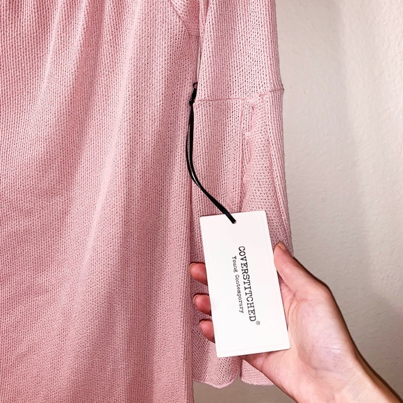 Coverstitched Soft Pink Waffle Sweatshirt - Picture 5 of 7